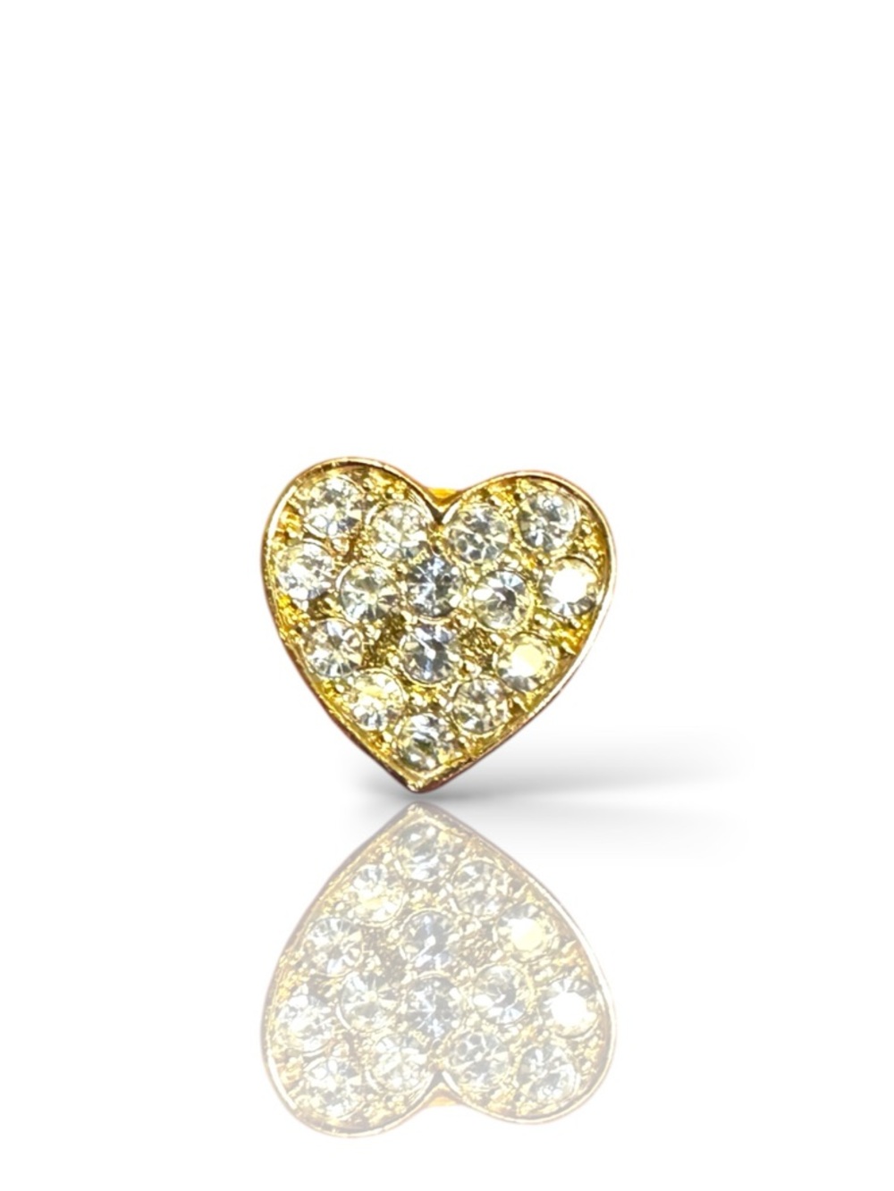 Henri Bendel Gold Toned Crystal Heart Stamped Pin